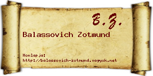 Balassovich Zotmund névjegykártya